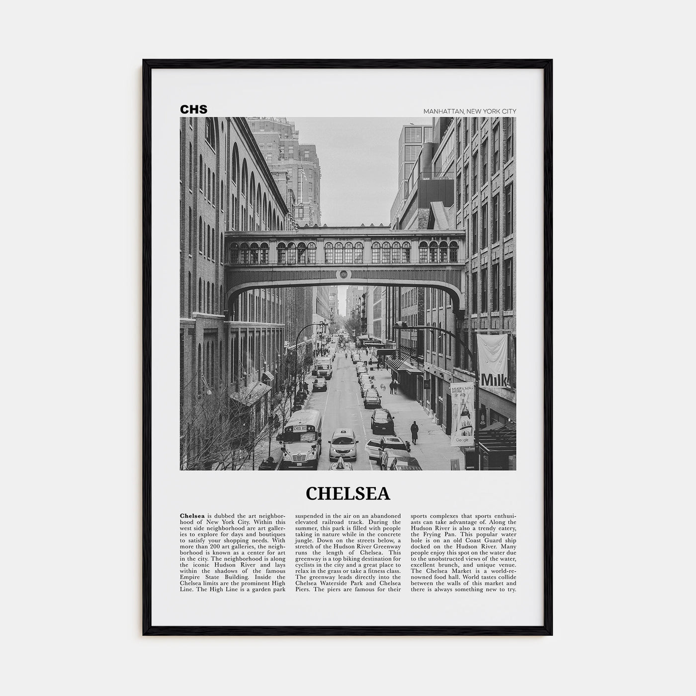 Chelsea, New York Travel B&W Poster