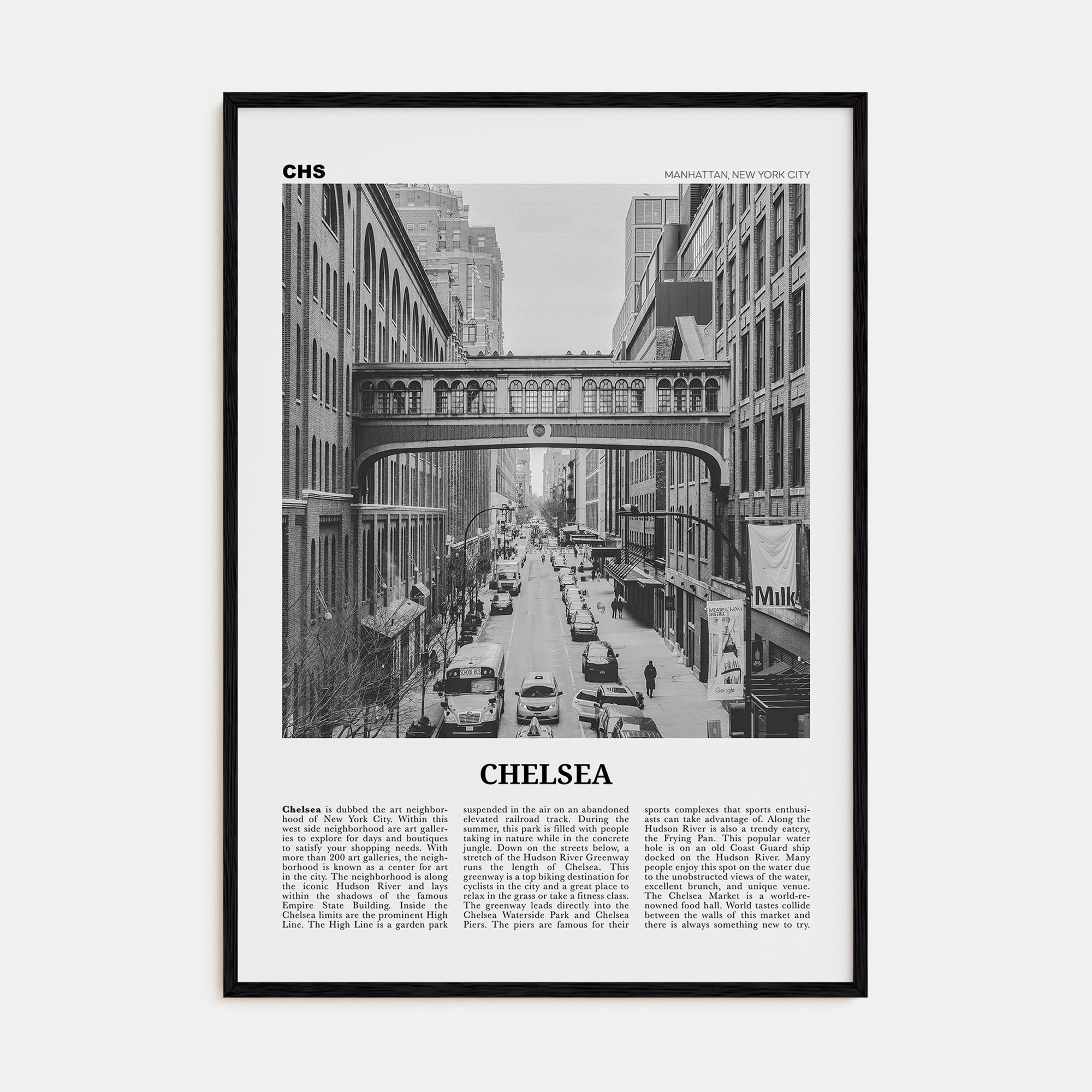 Chelsea, New York Travel B&W Poster