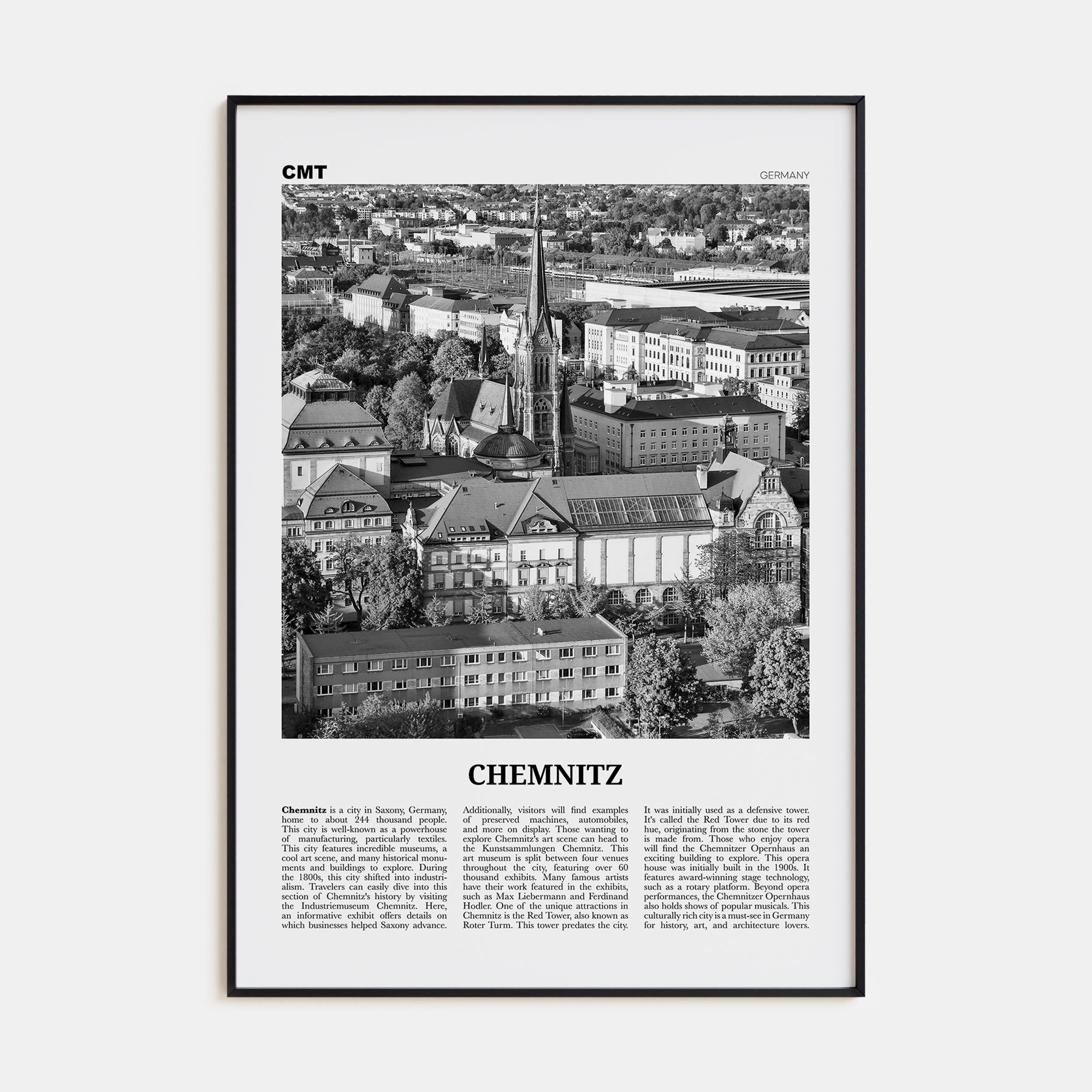 Chemnitz Travel B&W Poster