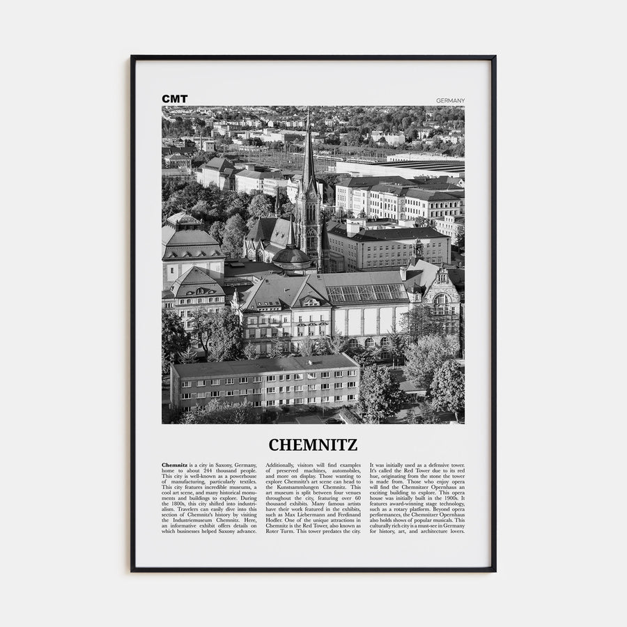 Chemnitz Travel B&W Poster