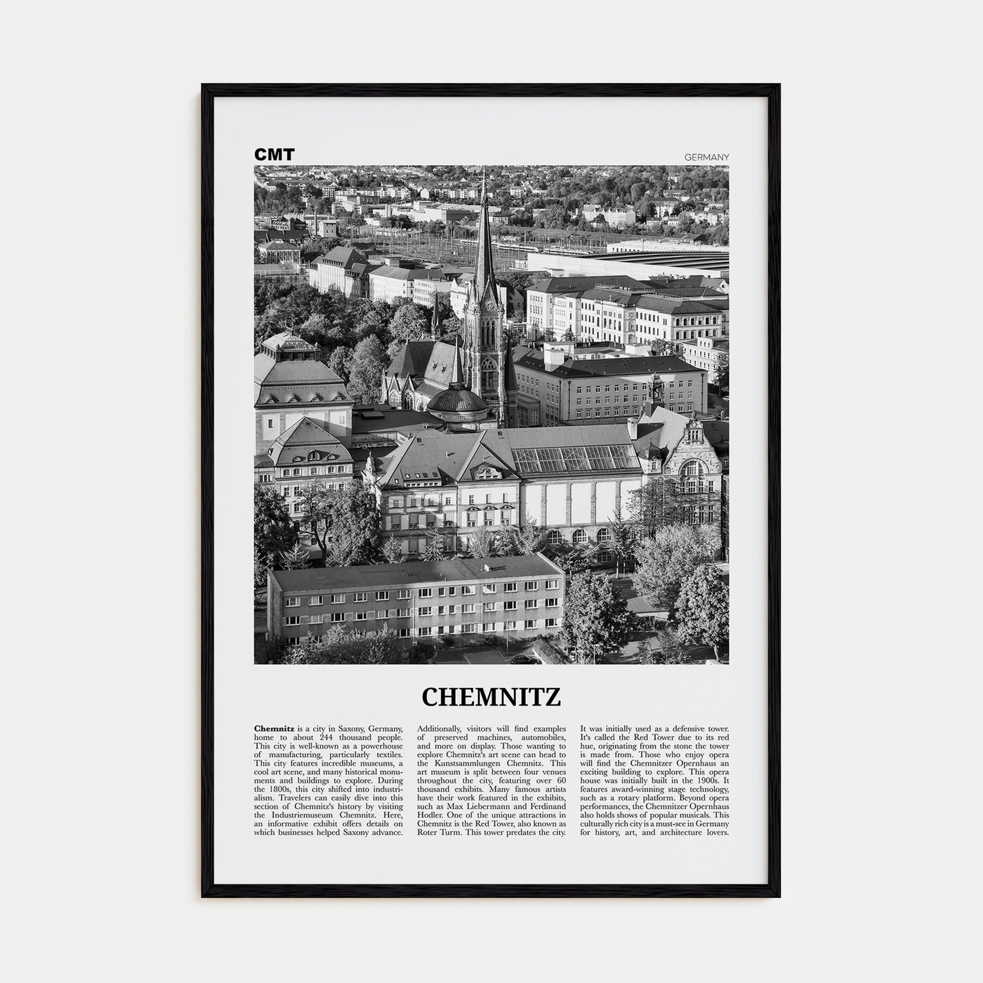 Chemnitz Travel B&W Poster