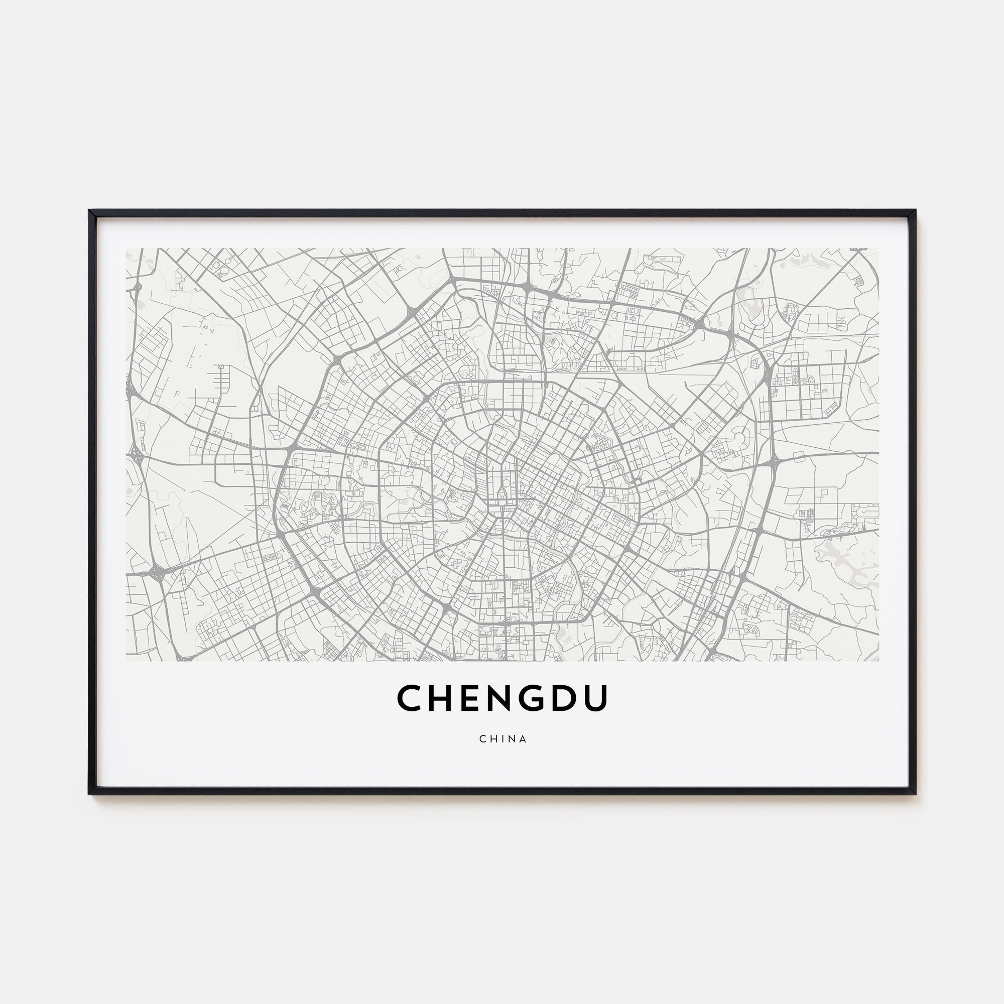 Chengdu Map Landscape Poster