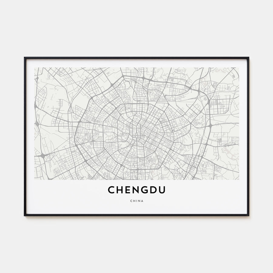 Chengdu Map Landscape Poster