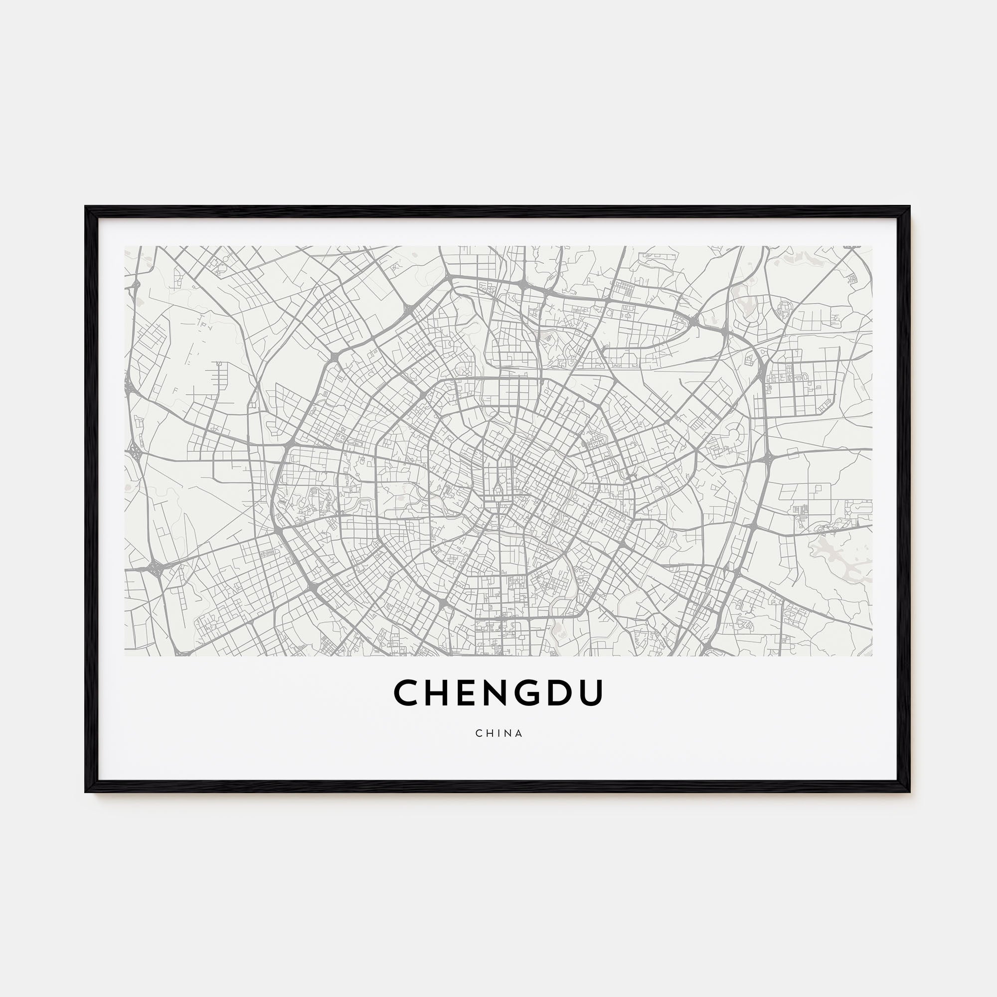 Chengdu Map Landscape Poster