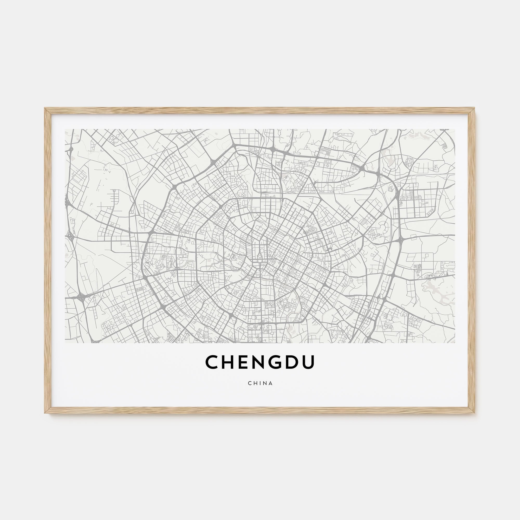 Chengdu Map Landscape Poster