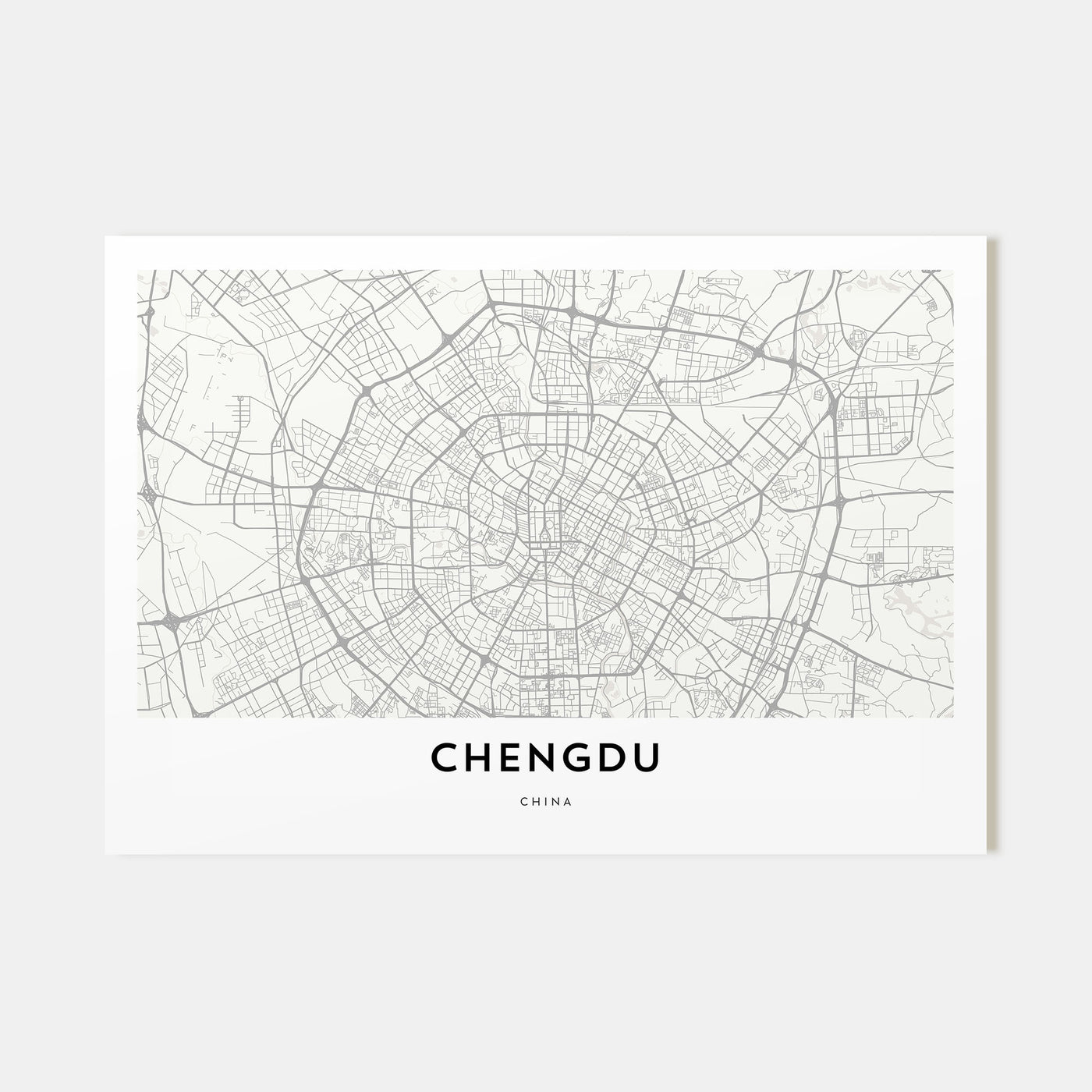 Chengdu Map Landscape Poster