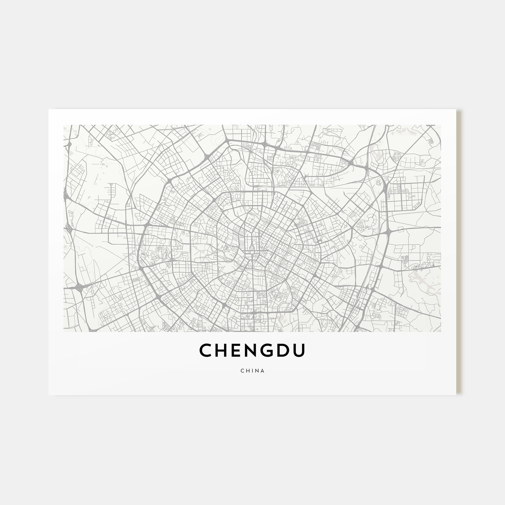 Chengdu Map Landscape Poster