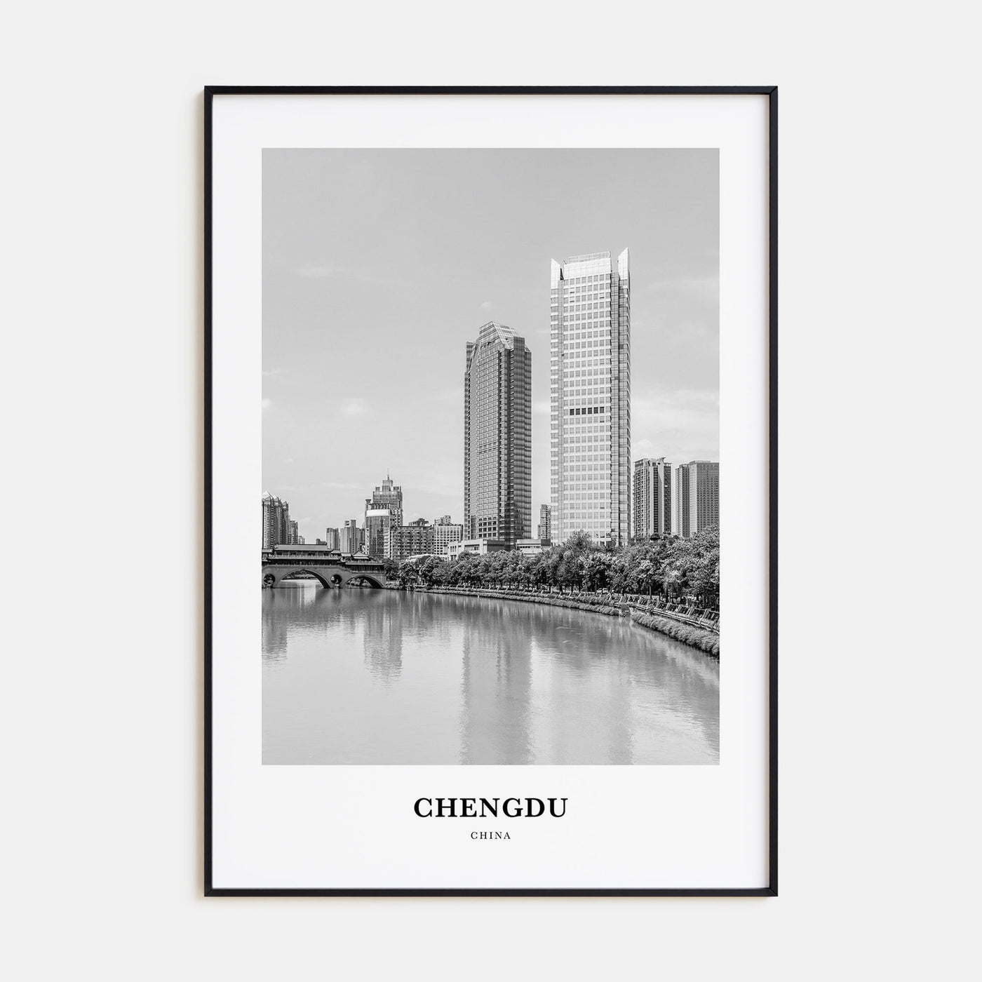 Chengdu Portrait B&W Poster