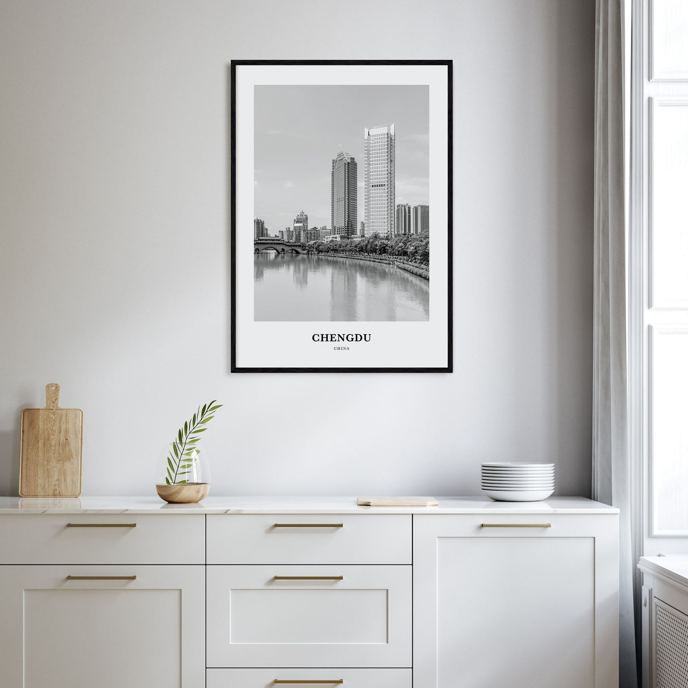 Chengdu Portrait B&W Poster