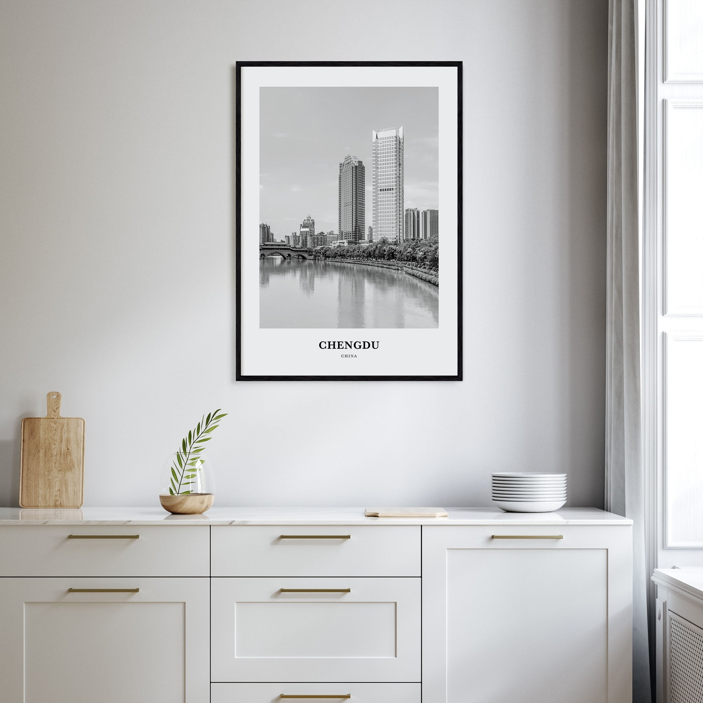 Chengdu Portrait B&W Poster