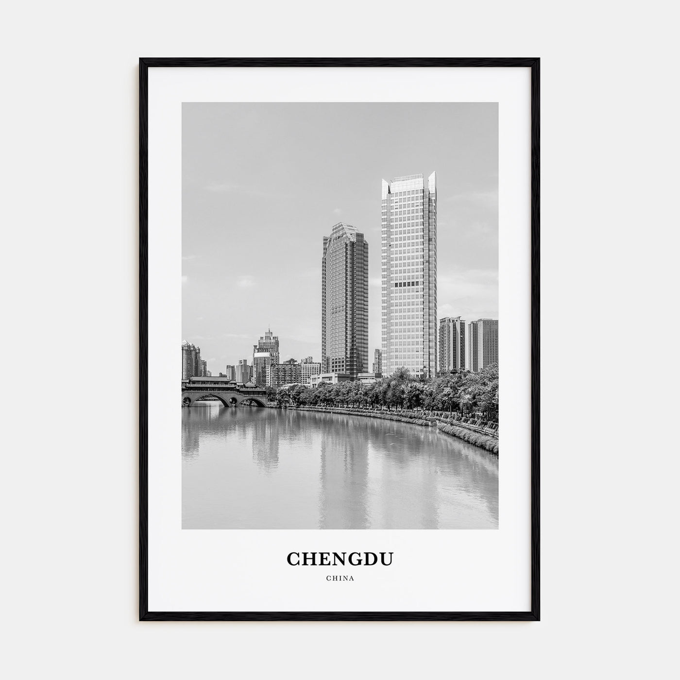 Chengdu Portrait B&W Poster