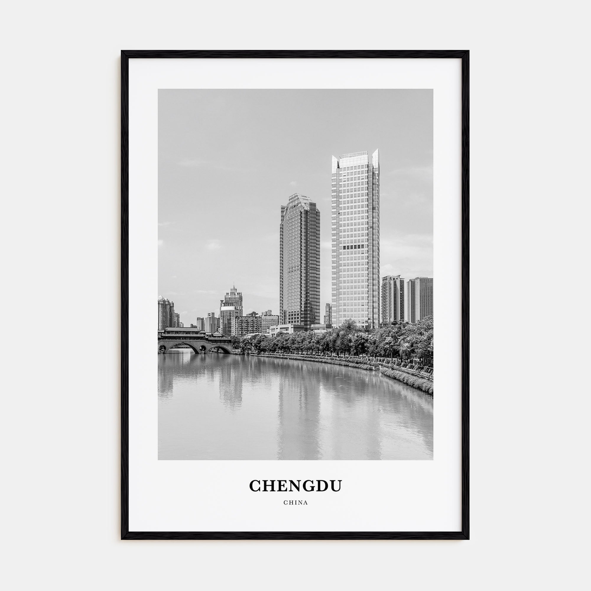 Chengdu Portrait B&W Poster