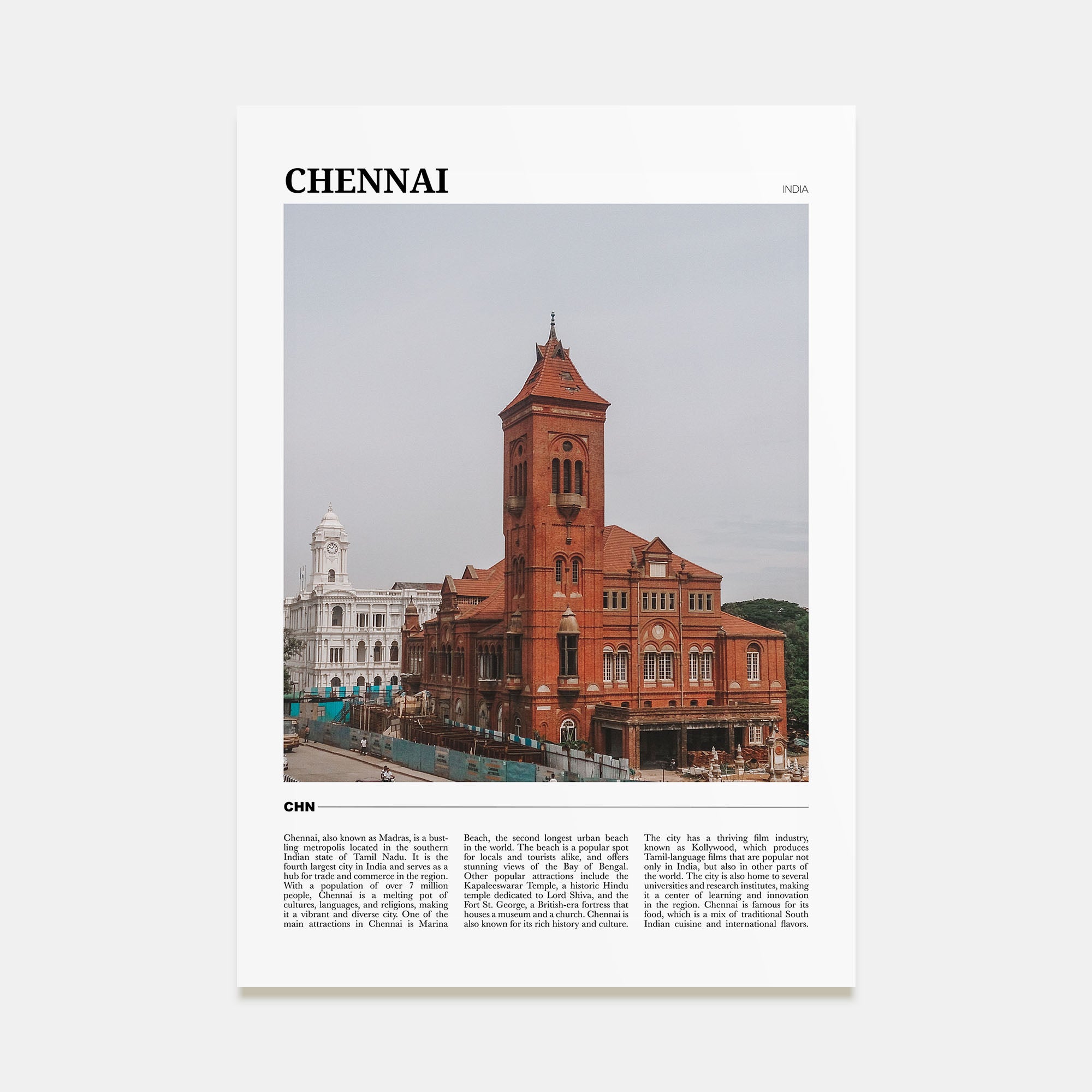 Chennai Travel Color Poster
