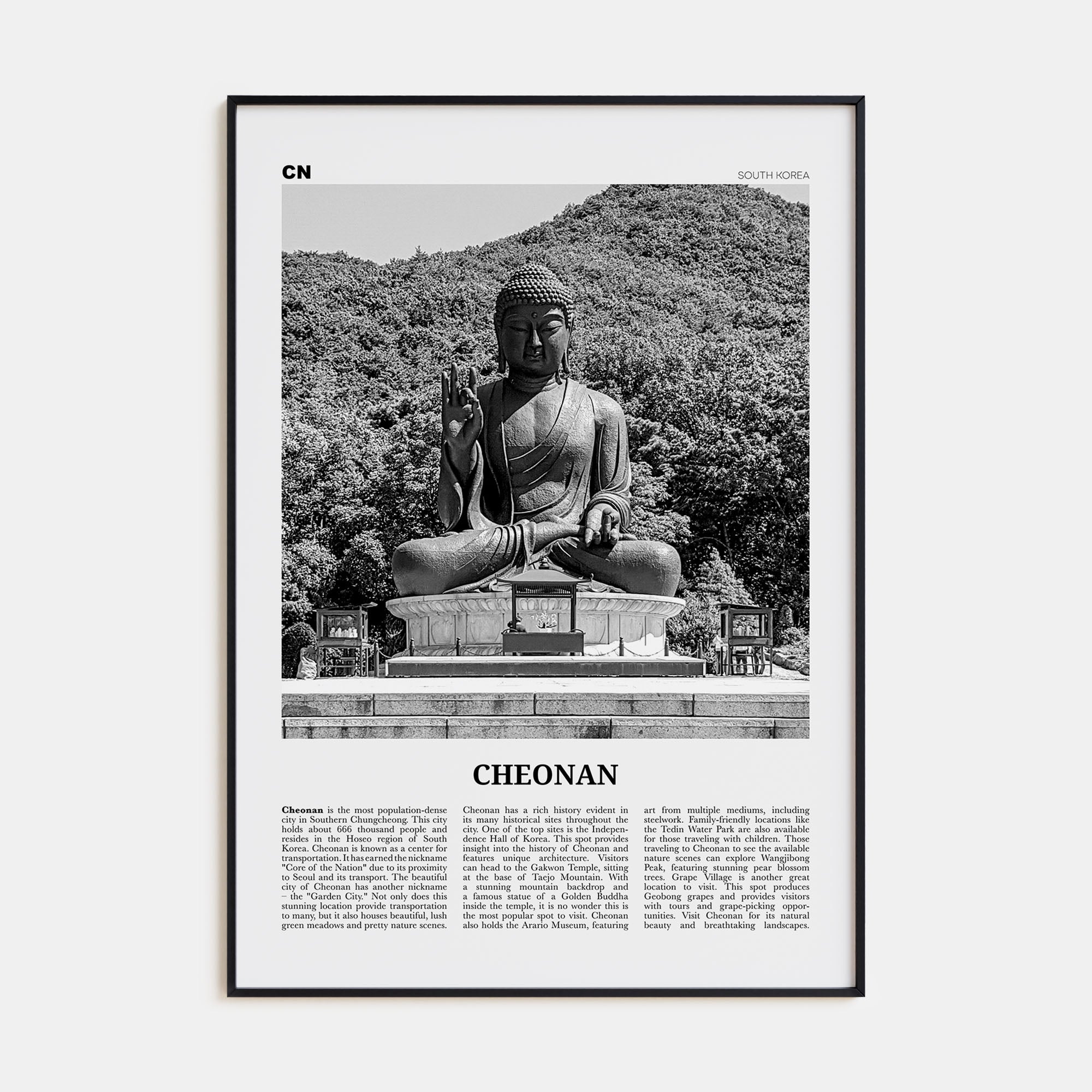 Cheonan Travel B&W Poster