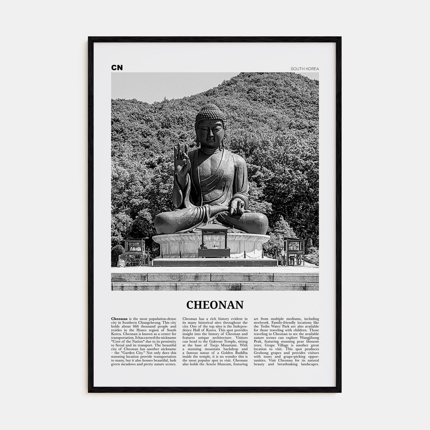 Cheonan Travel B&W Poster