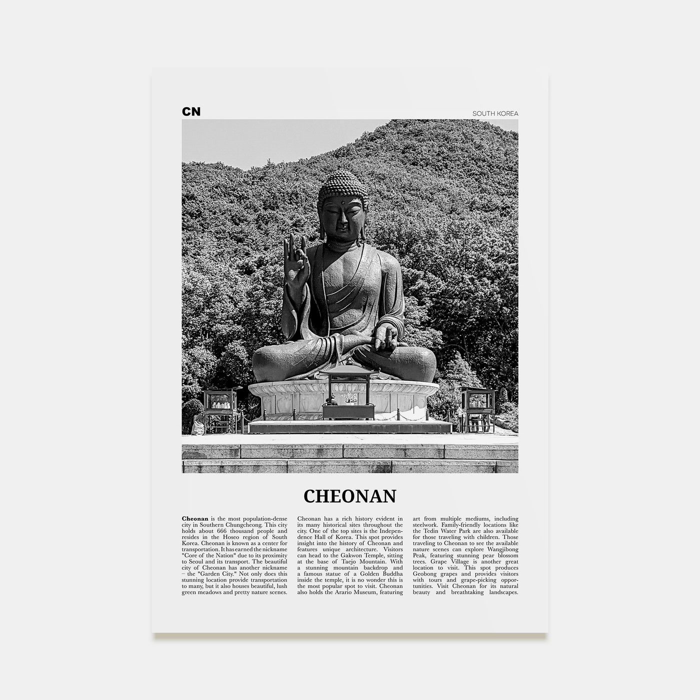 Cheonan Travel B&W Poster