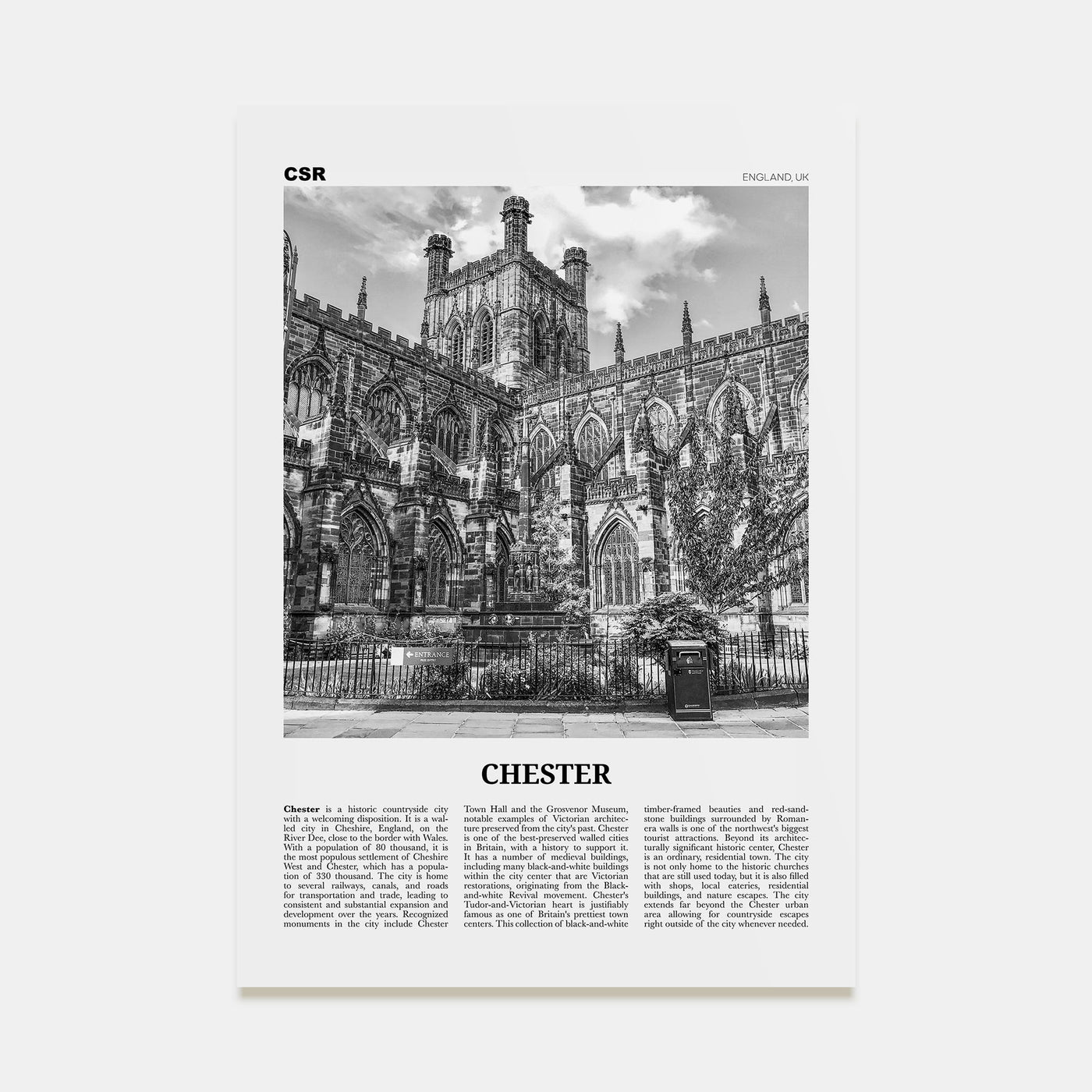 Chester Travel B&W No 1 Poster