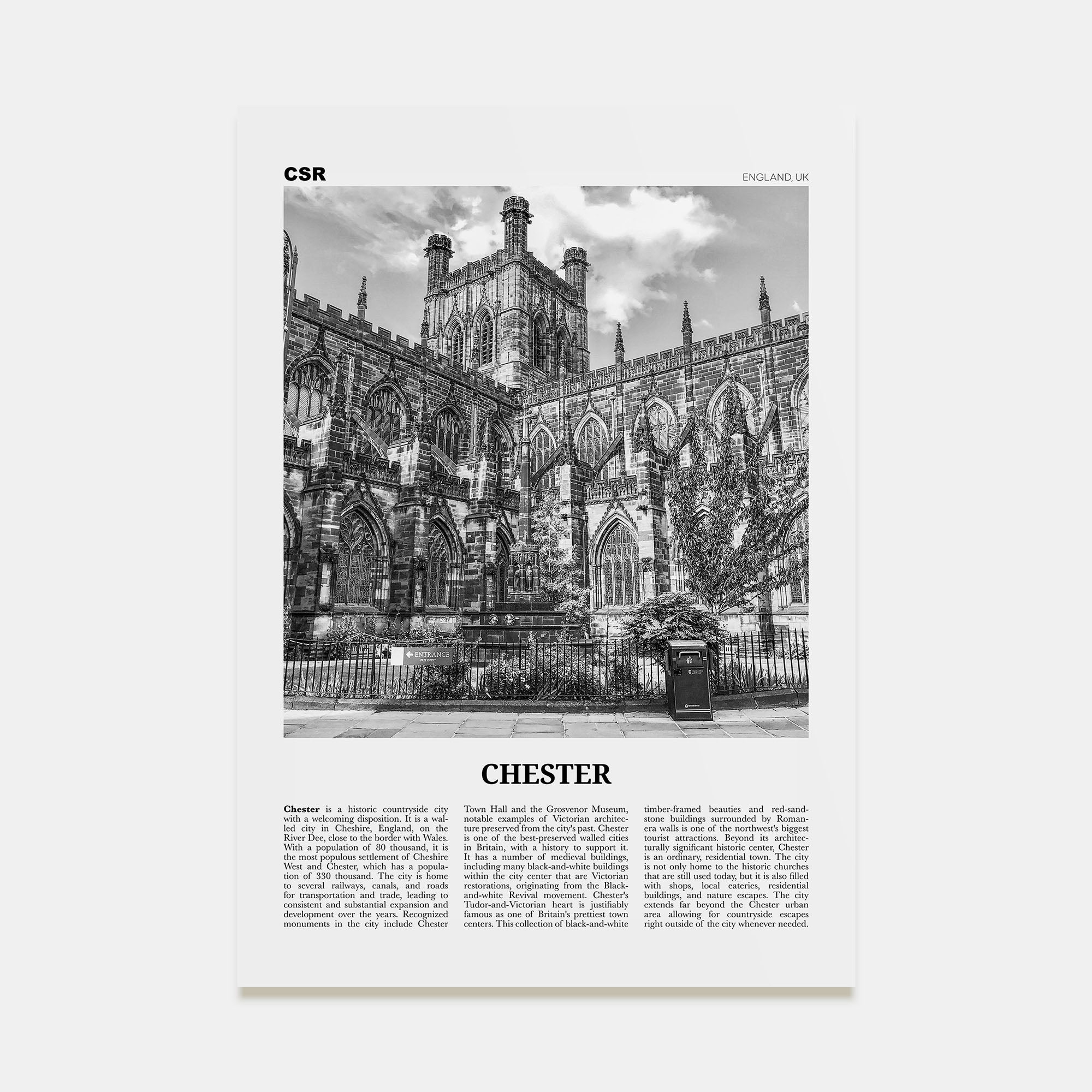 Chester Travel B&W No 1 Poster