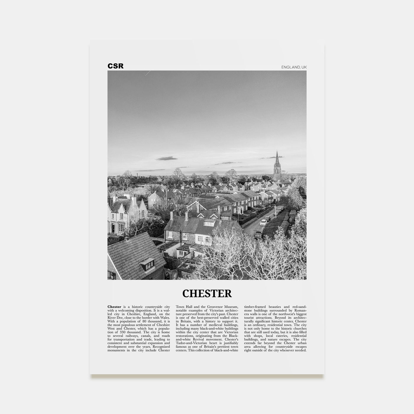 Chester Travel B&W No 2 Poster