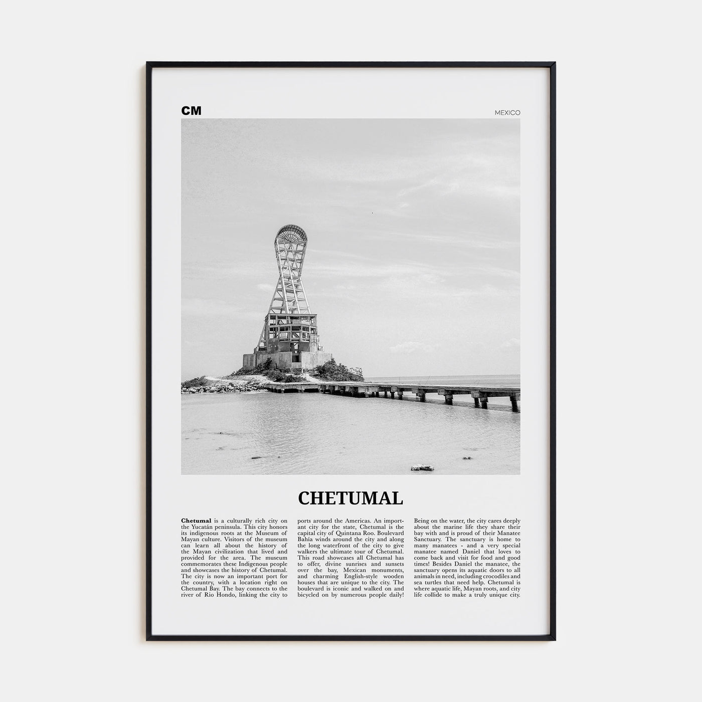 Chetumal Travel B&W Poster