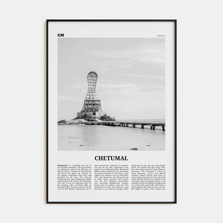 Chetumal Travel B&W Poster