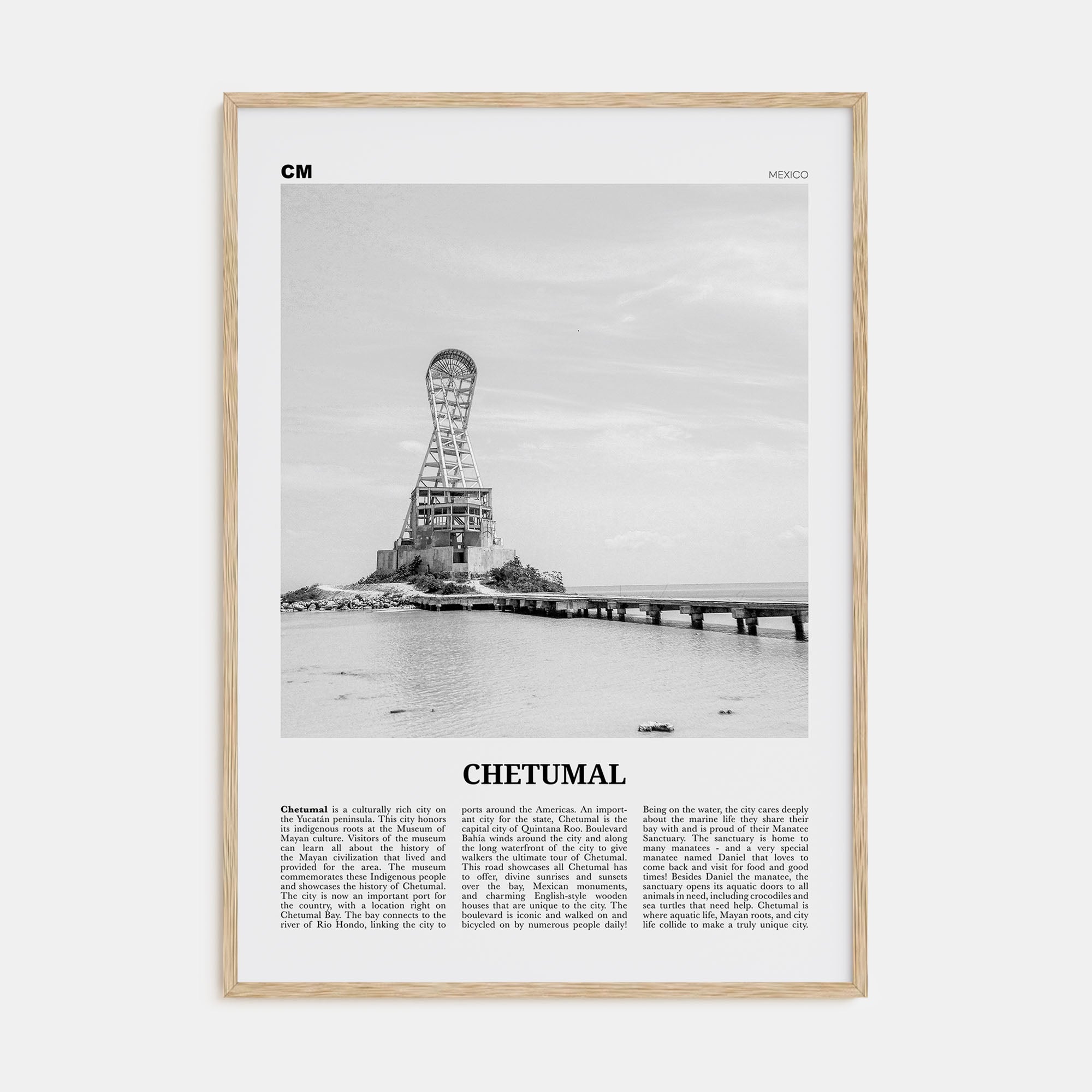 Chetumal Travel B&W Poster