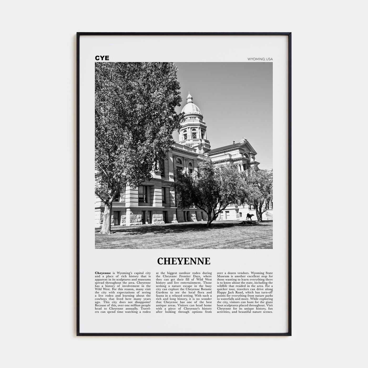 Cheyenne Travel B&W Poster