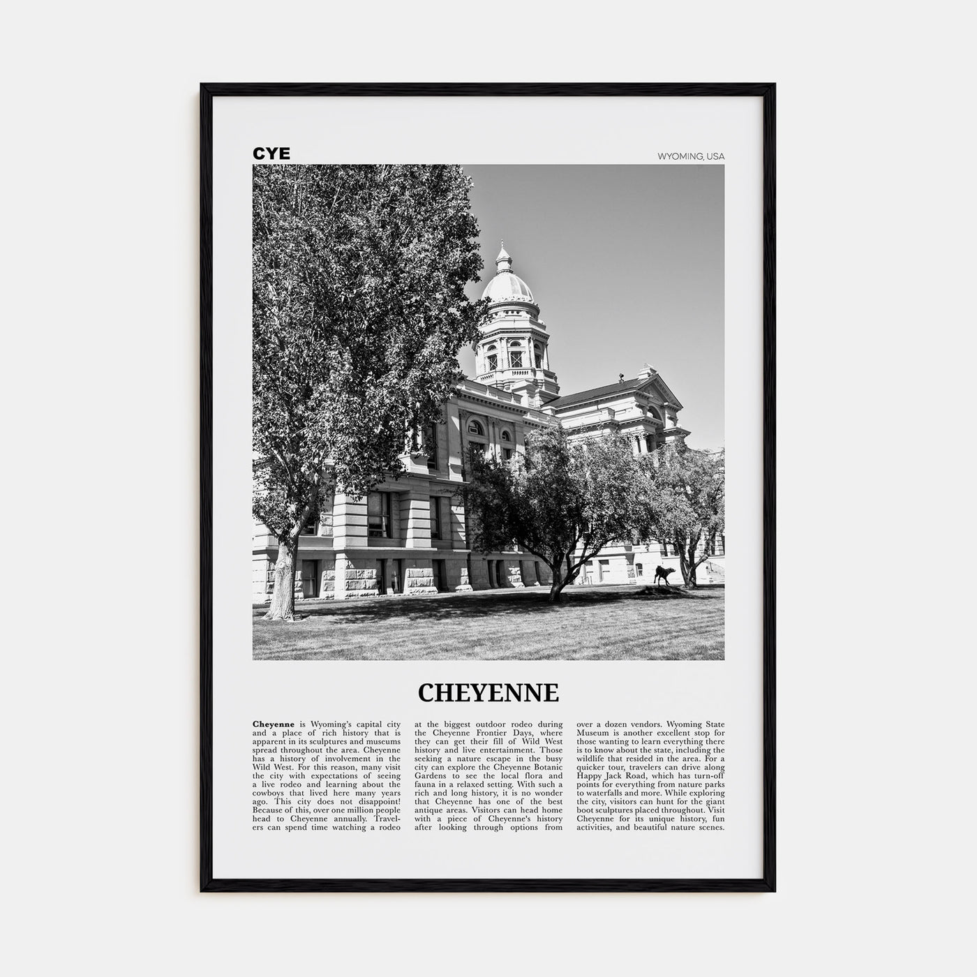 Cheyenne Travel B&W Poster