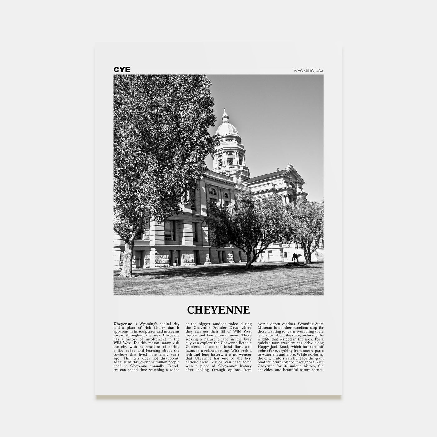 Cheyenne Travel B&W Poster