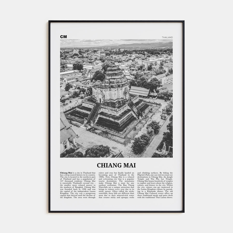 Chiang Mai Travel B&W Poster