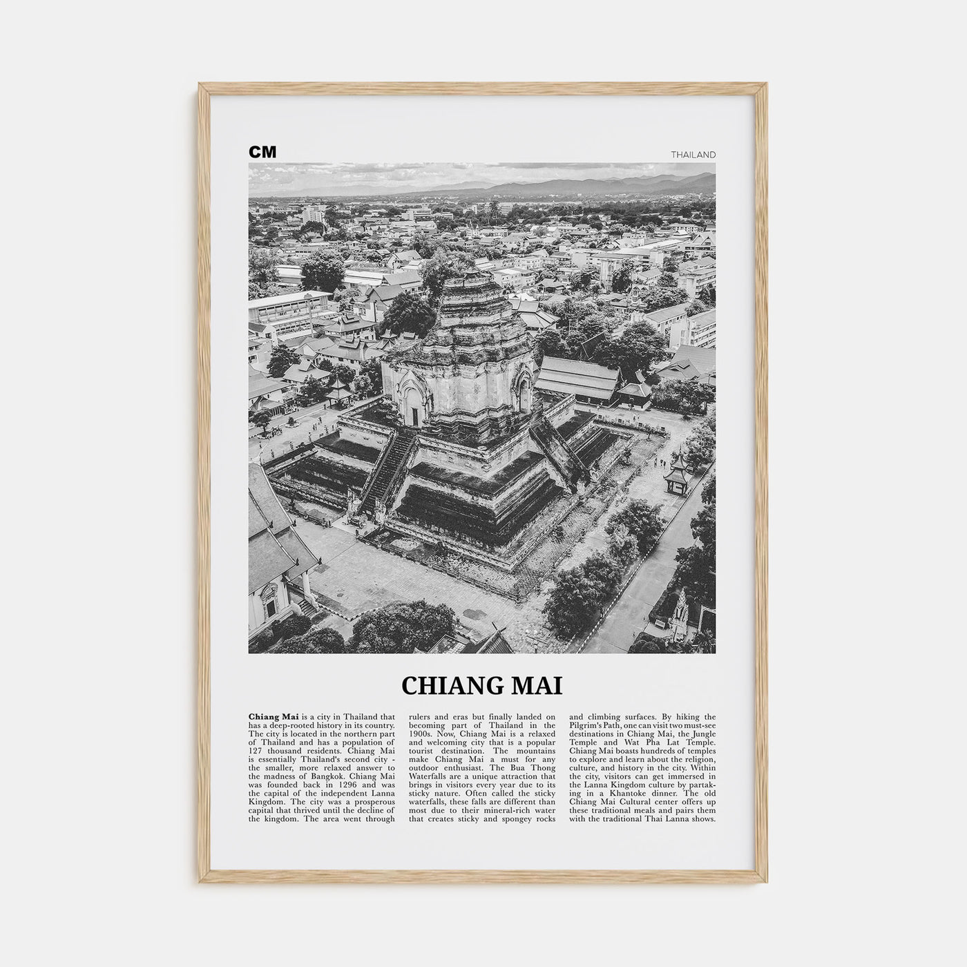 Chiang Mai Travel B&W Poster