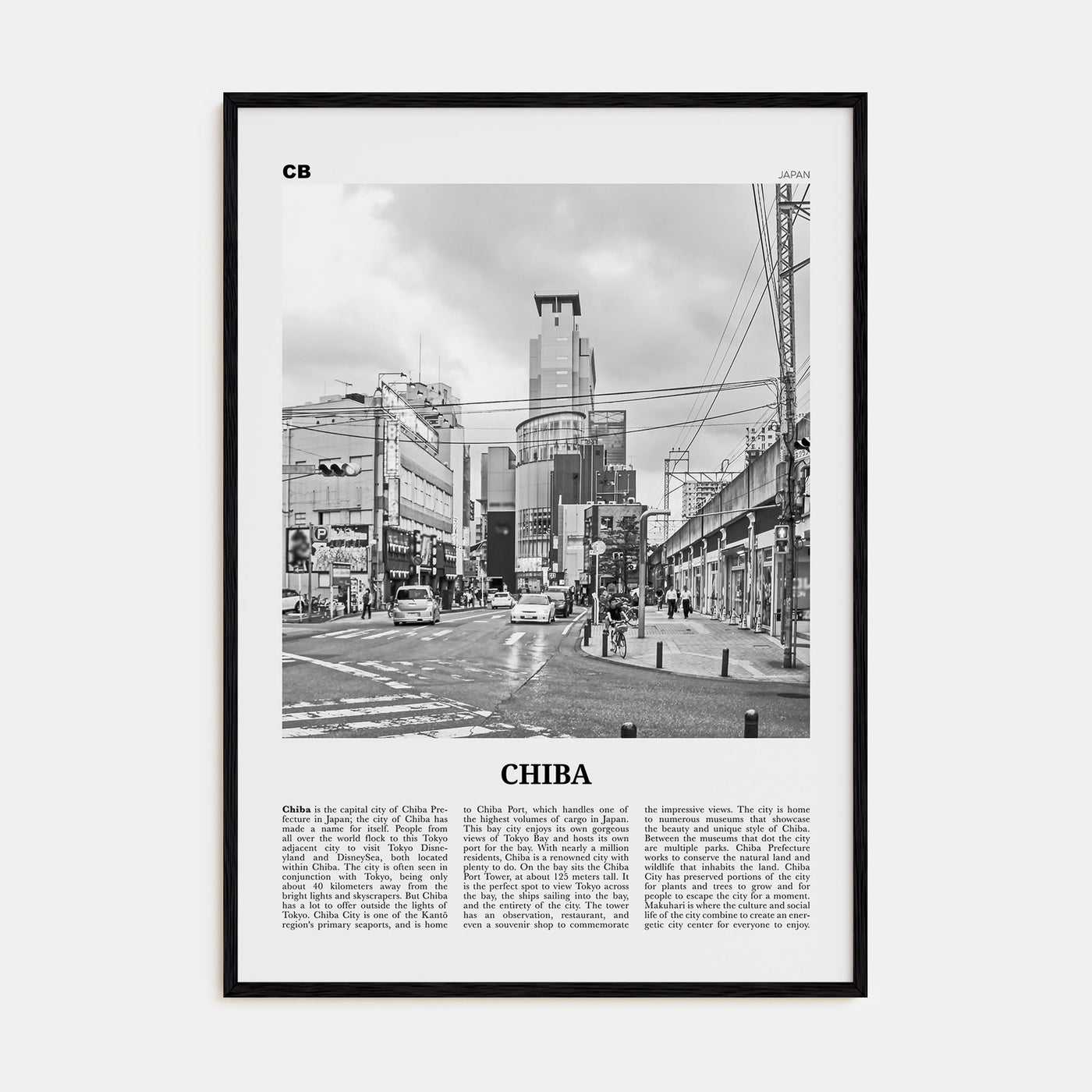 Chiba Travel B&W Poster