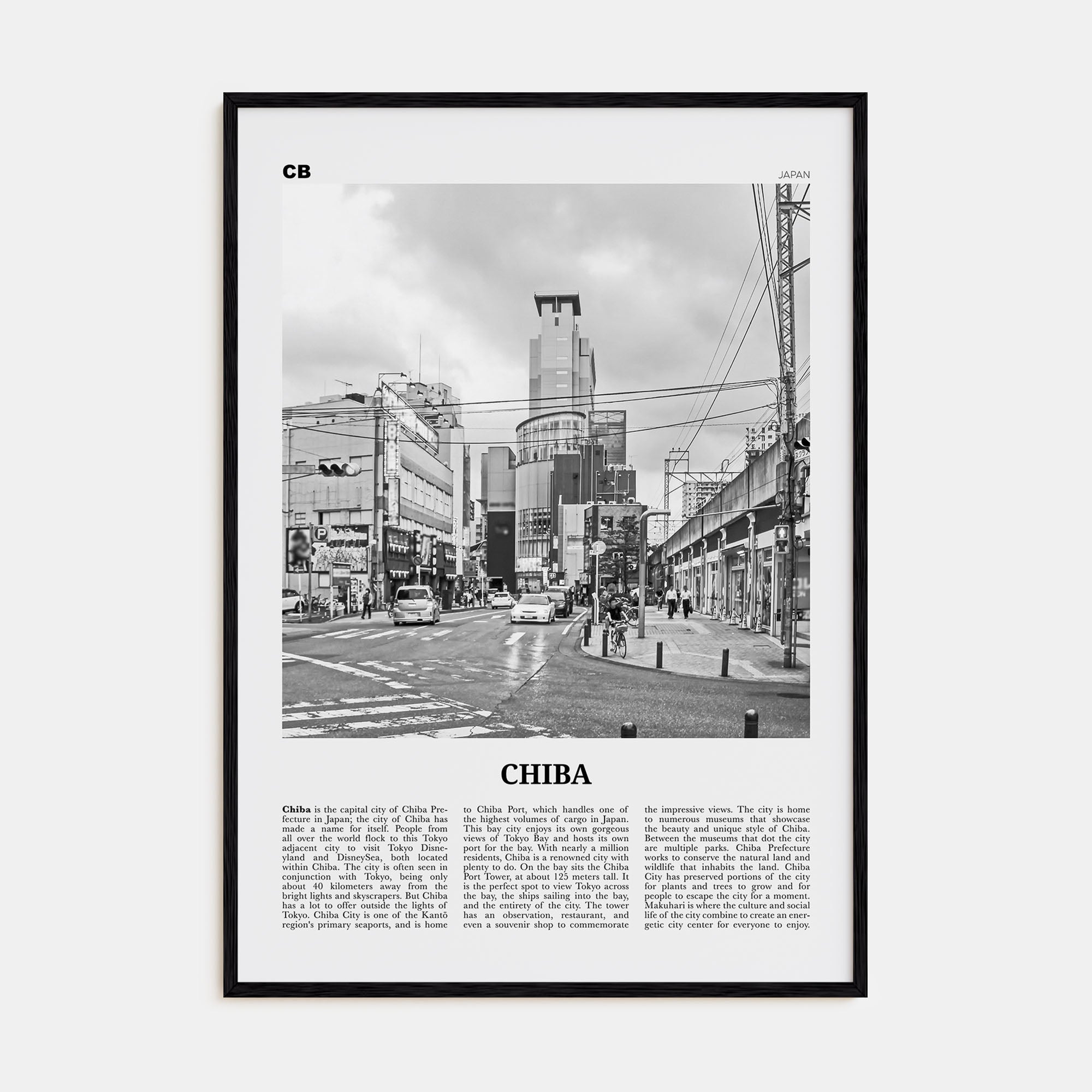 Chiba Travel B&W Poster