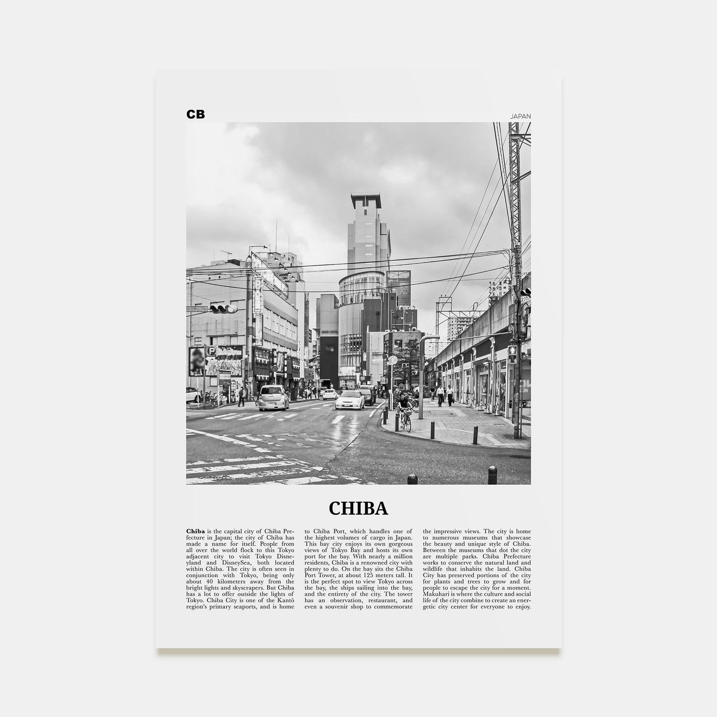 Chiba Travel B&W Poster