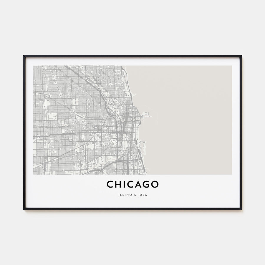 Chicago Map Landscape Poster