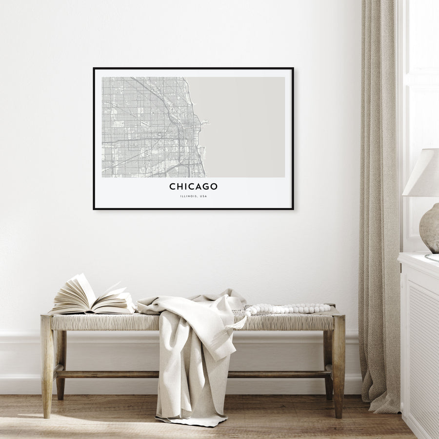 Chicago Map Landscape Poster