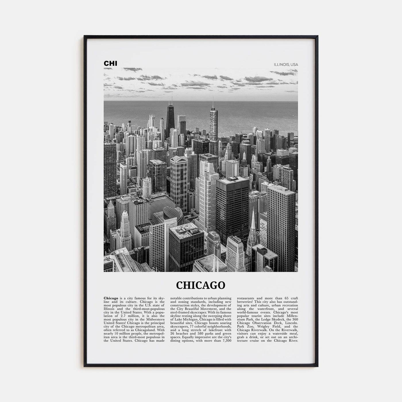 Chicago Travel B&W No 1 Poster