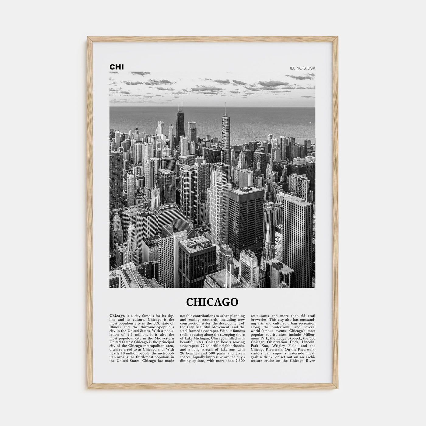 Chicago Travel B&W No 1 Poster