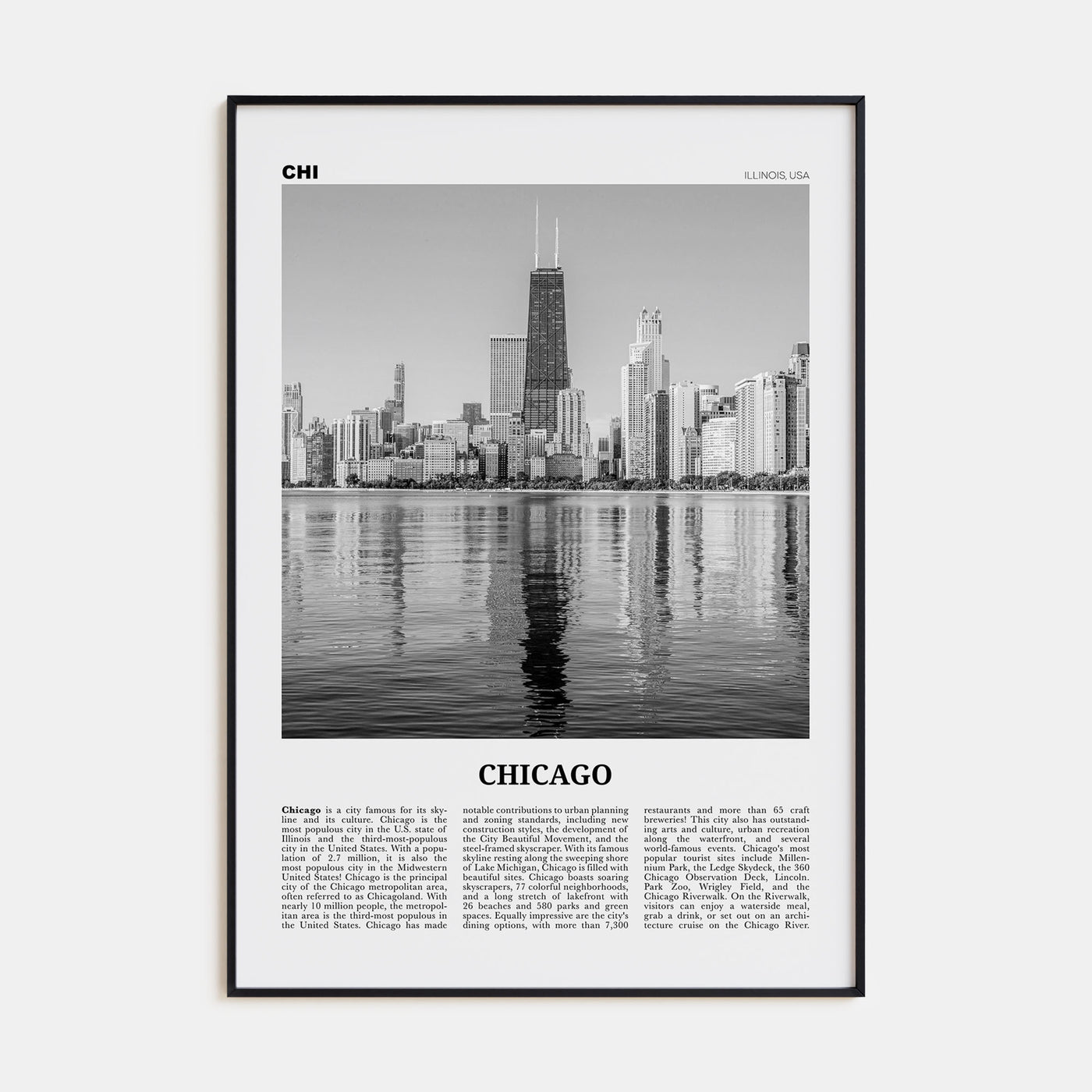 Chicago Travel B&W No 2 Poster