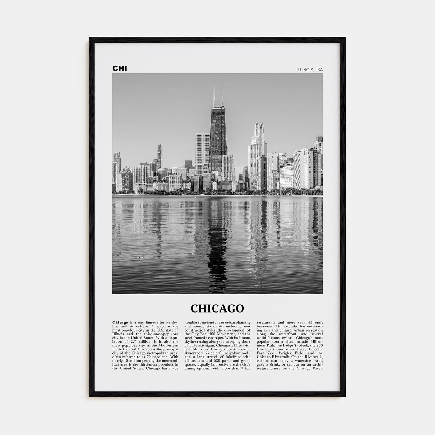 Chicago Travel B&W No 2 Poster