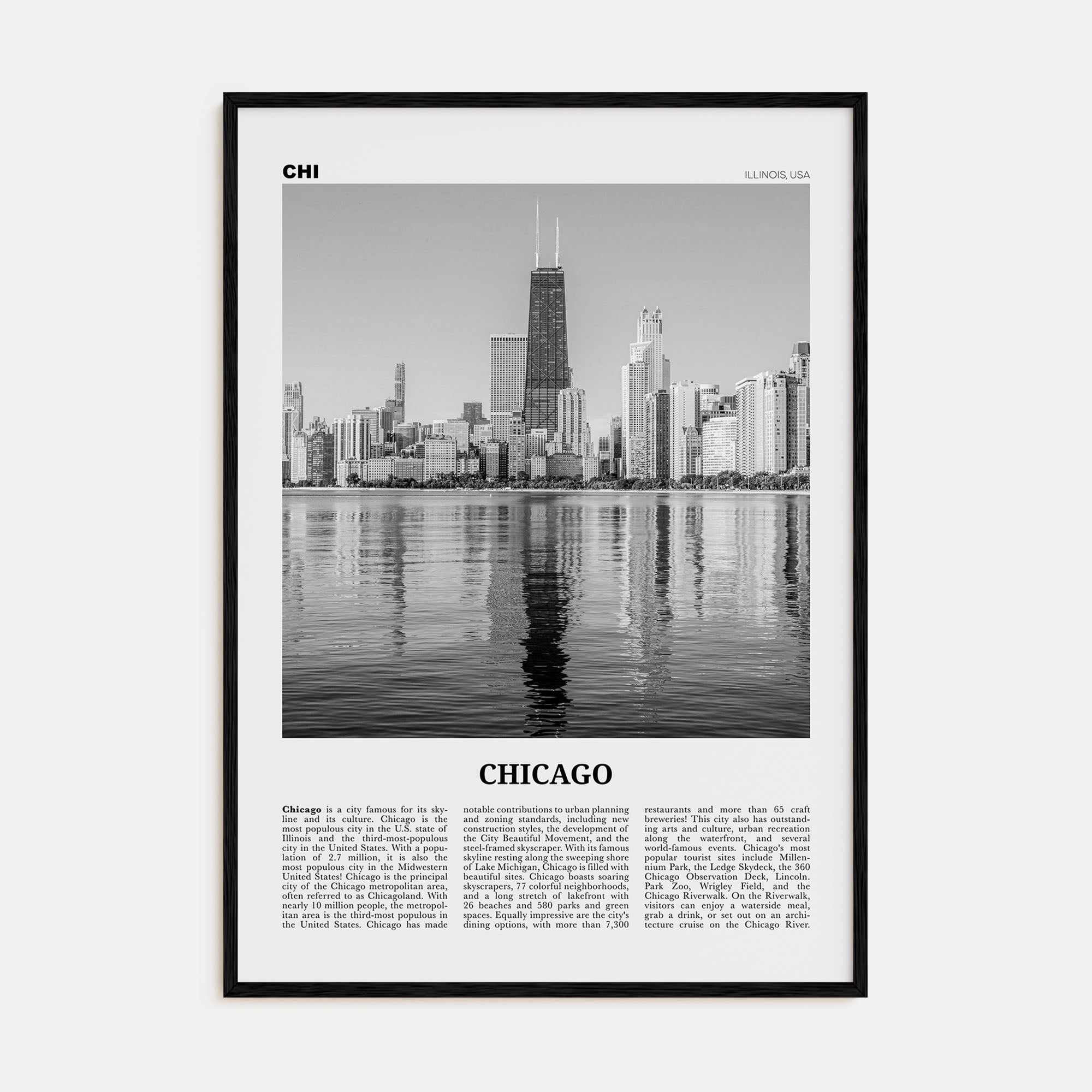 Chicago Travel B&W No 2 Poster