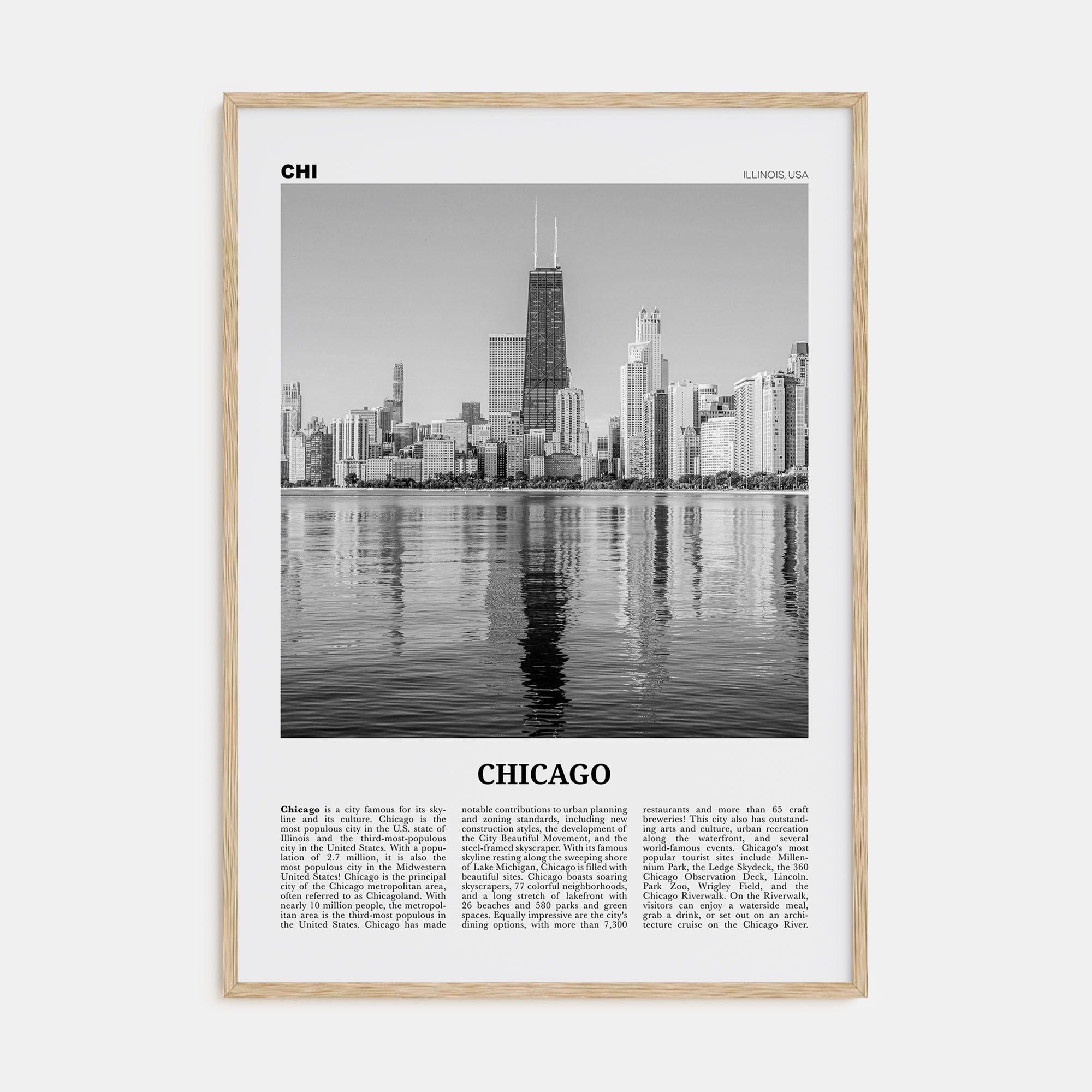 Chicago Travel B&W No 2 Poster