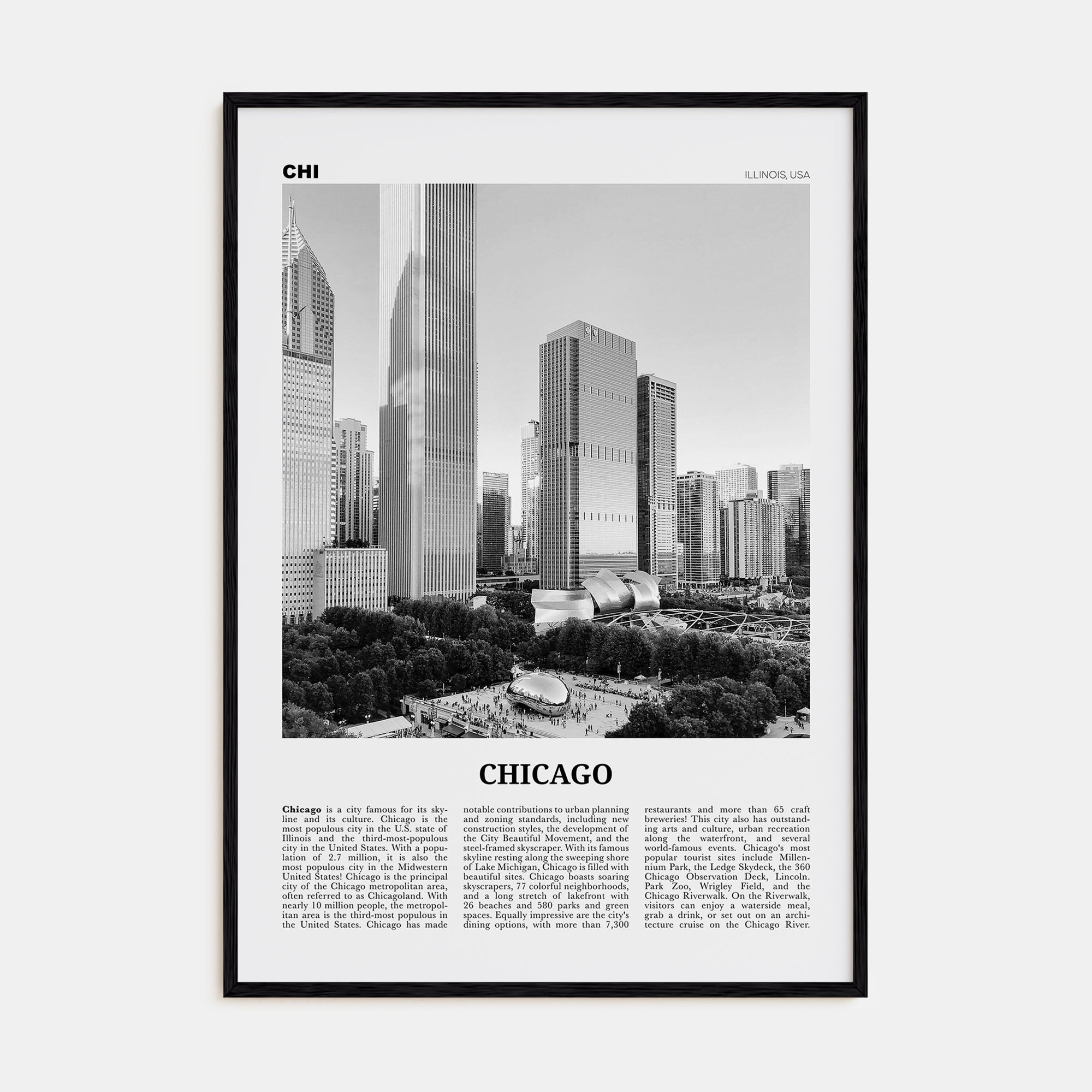 Chicago Travel B&W No 4 Poster