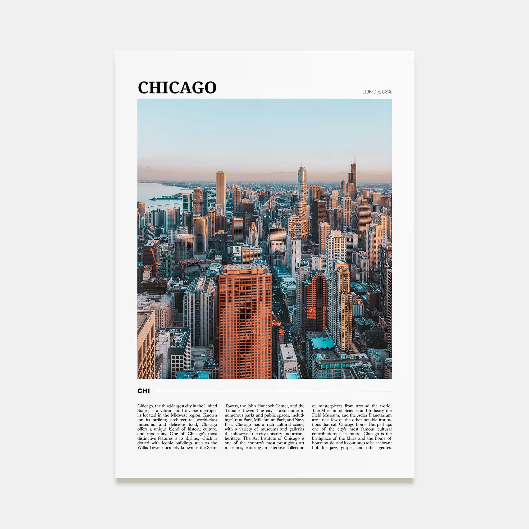 Chicago Travel Color No 2 Poster