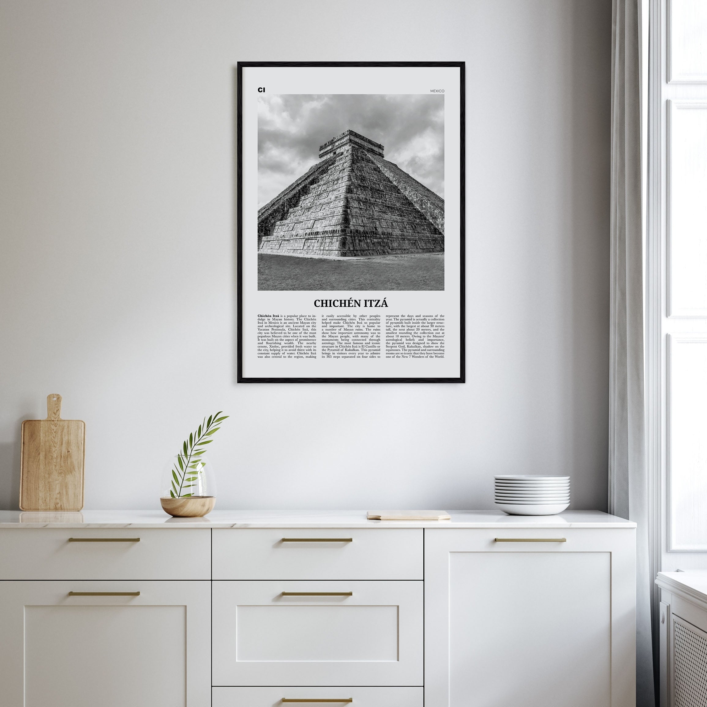Chichén Itzá Travel B&W Poster