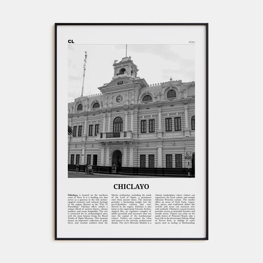 Chiclayo Travel B&W Poster