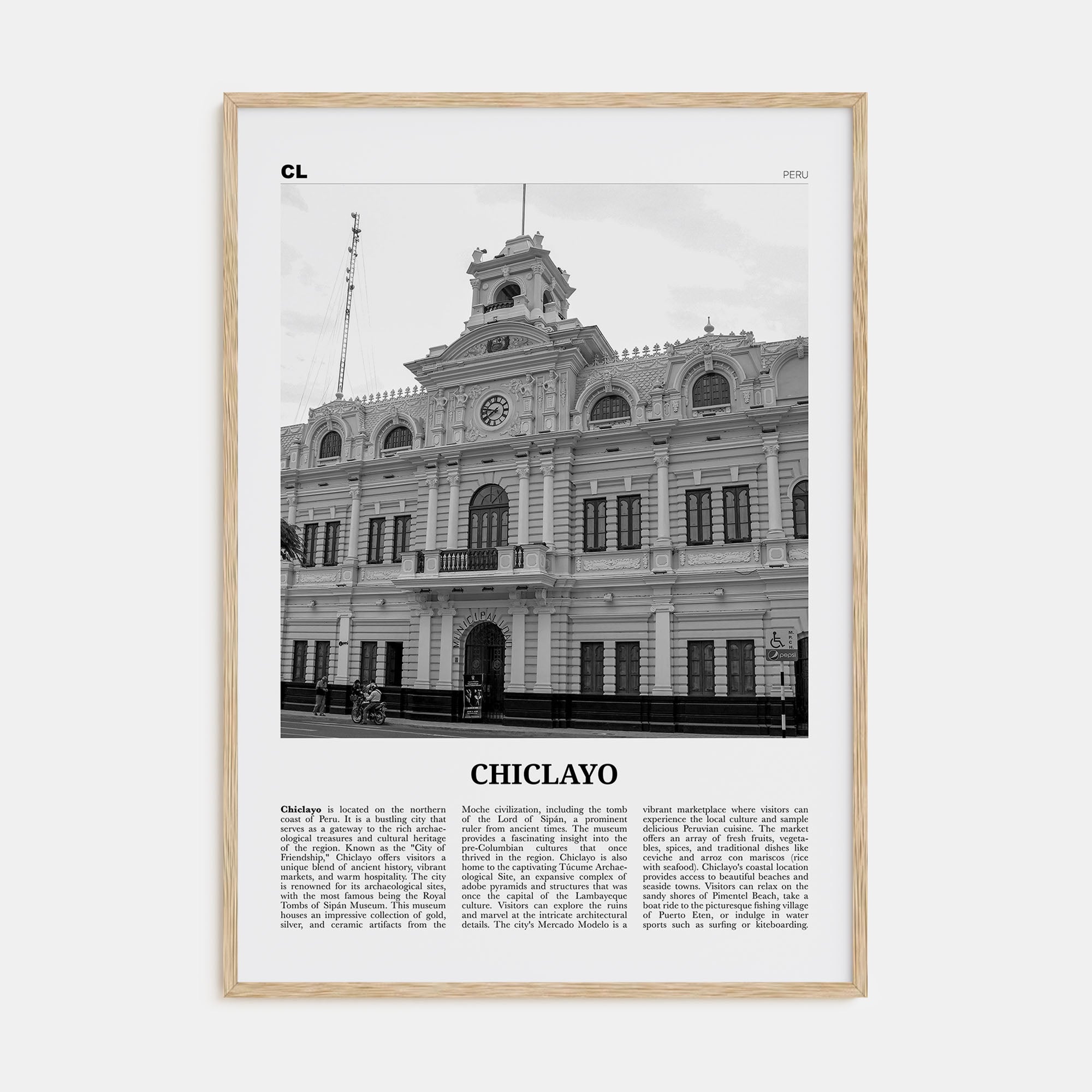 Chiclayo Travel B&W Poster