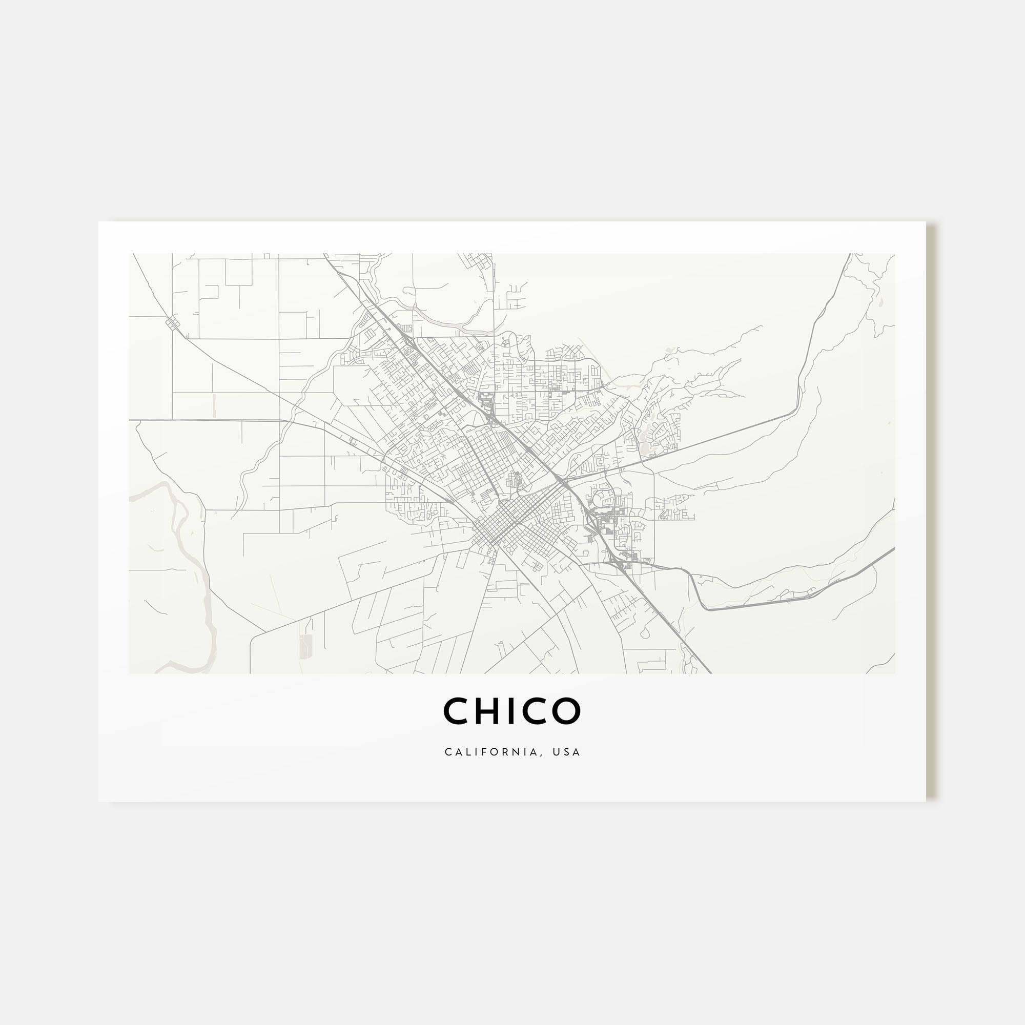 Chico Map Landscape Poster