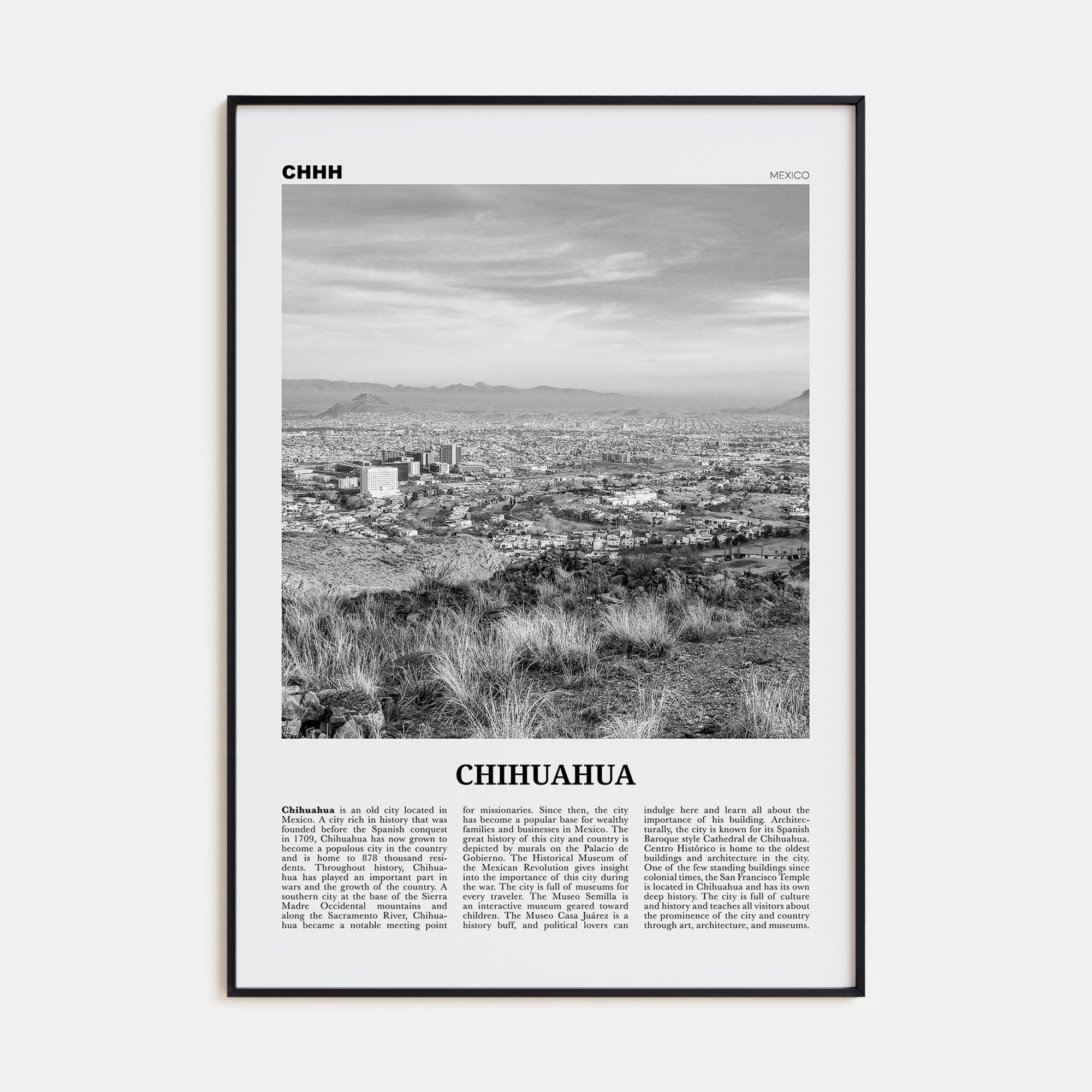 Chihuahua Travel B&W Poster