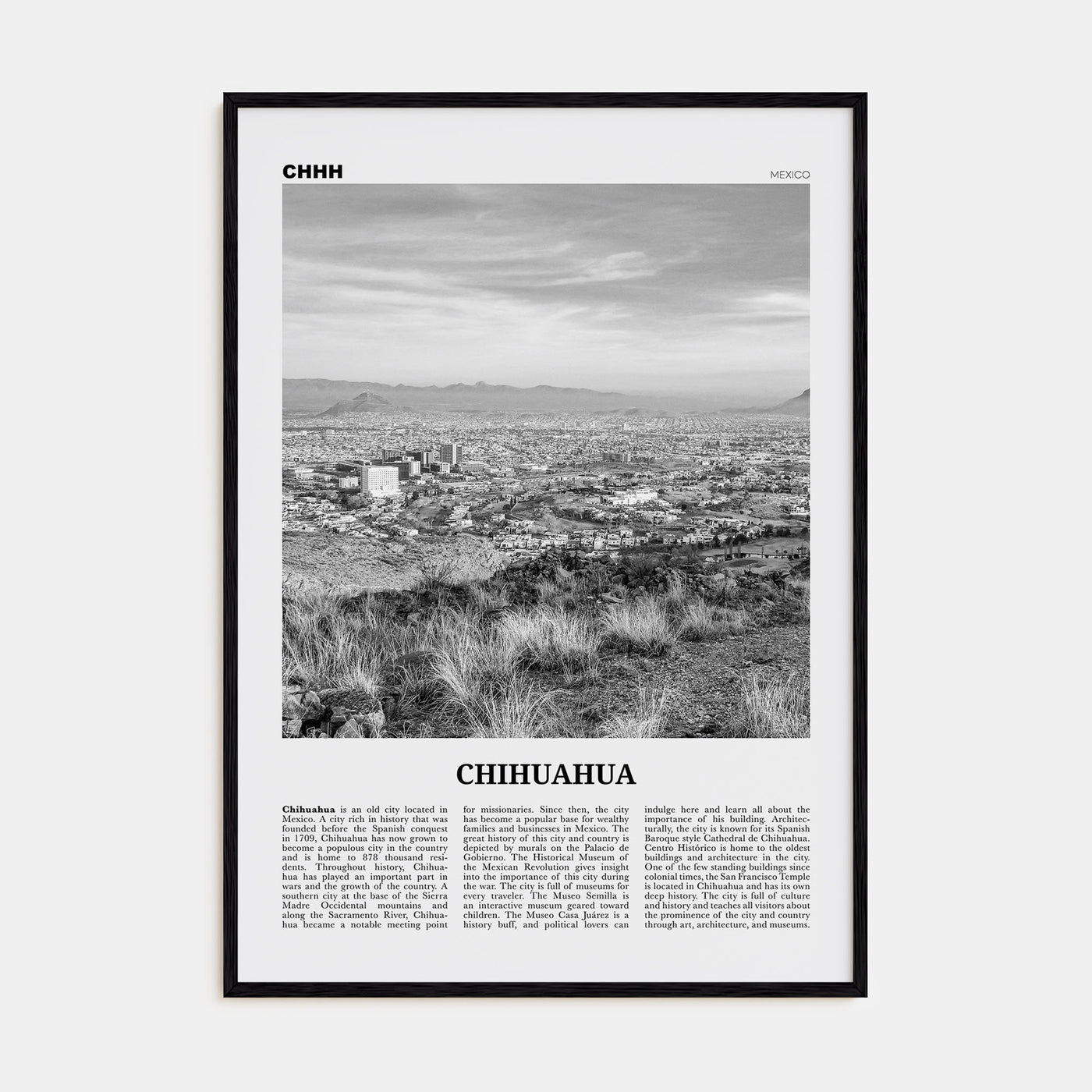 Chihuahua Travel B&W Poster